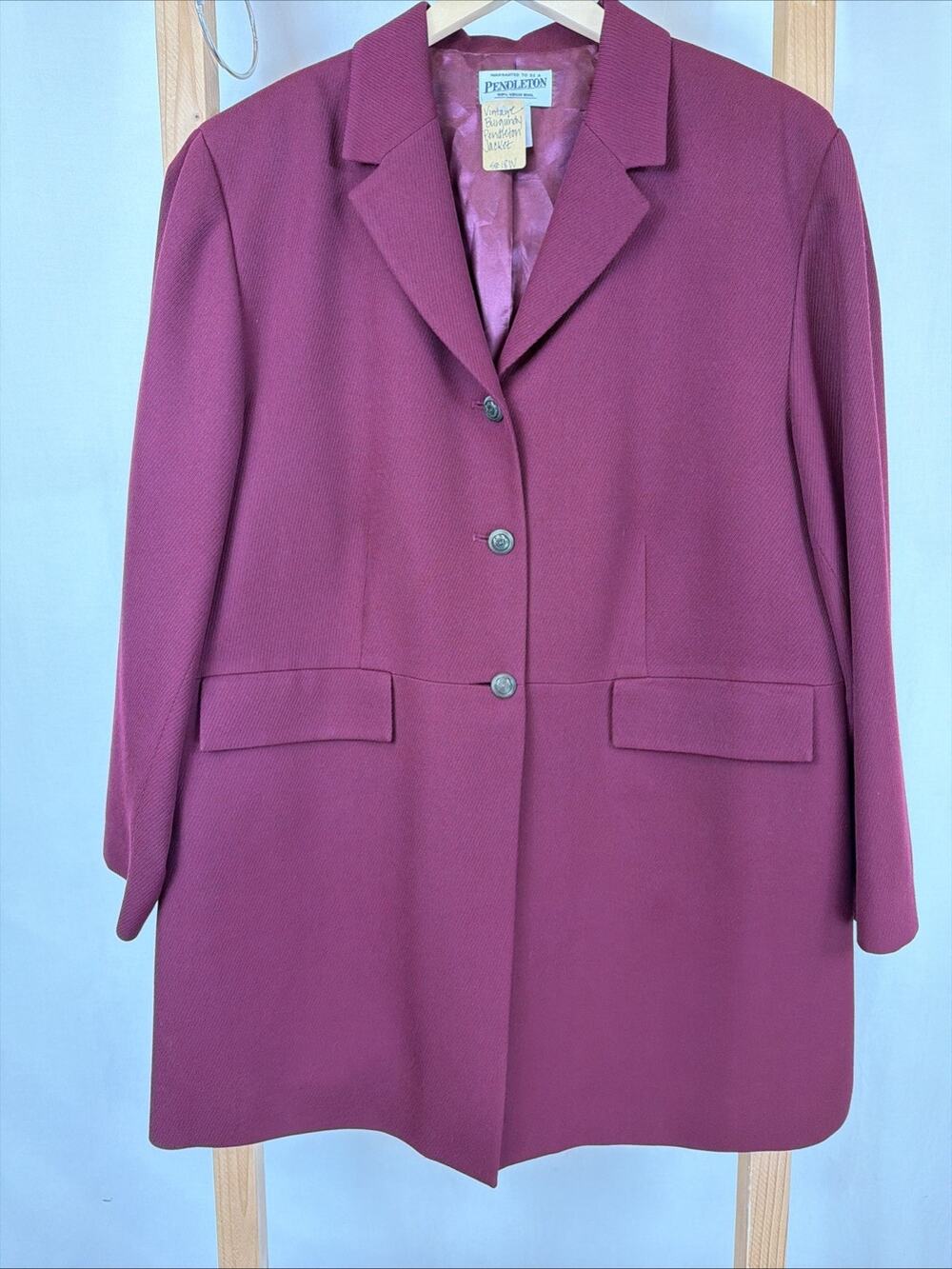 Vintage 90's Pendleton Burgundy Long Blazer #1259 Size 18W USA